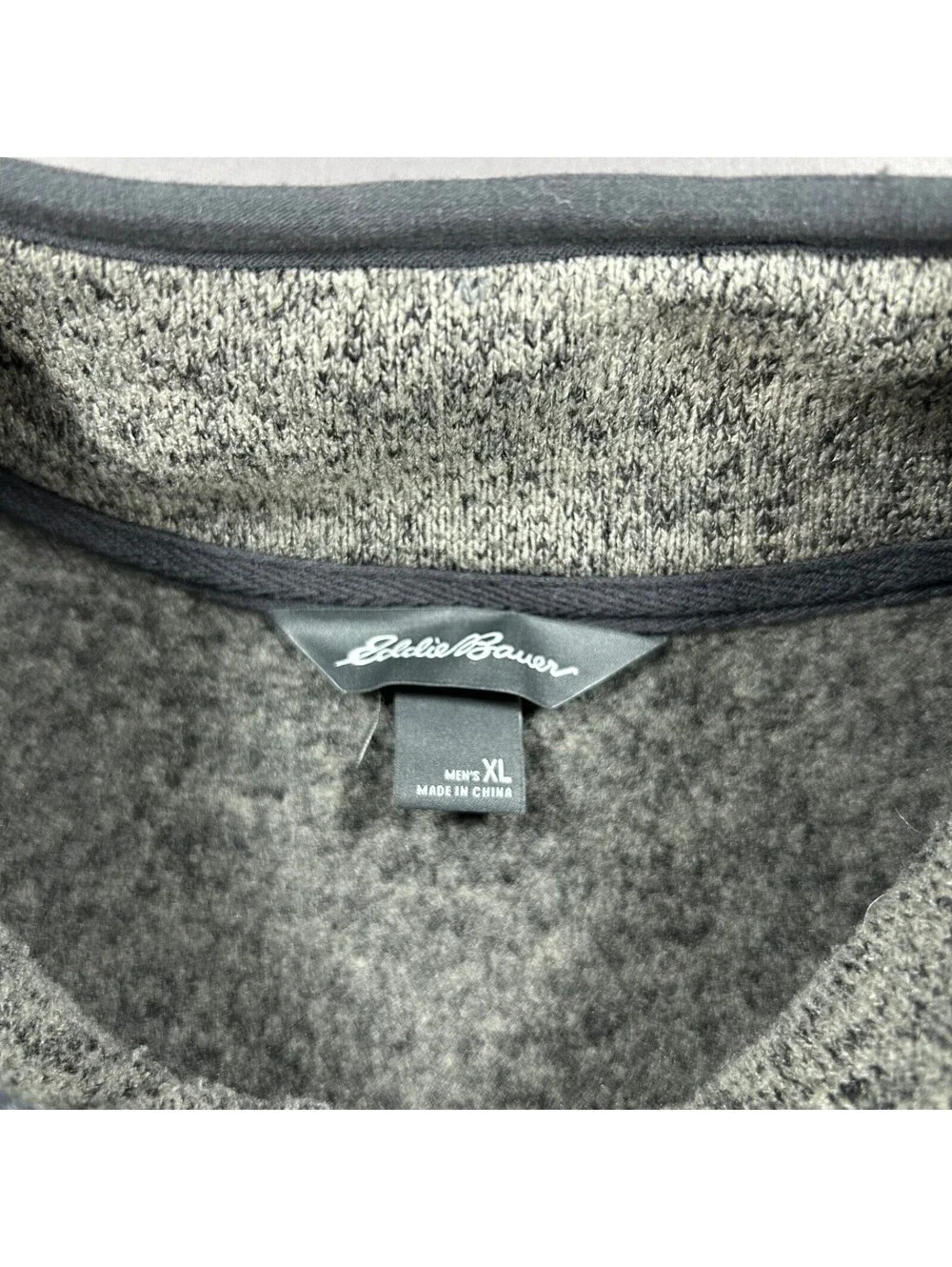 Eddie Bauer Men’s 1/4 Snap Fleece Pullover Sweater Sz XL Polyester Grey